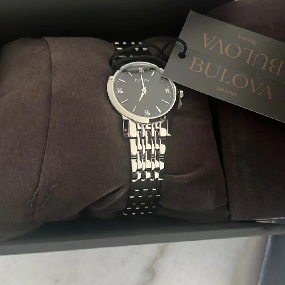 NWT Bulova Stainless Steel Diamond Watch